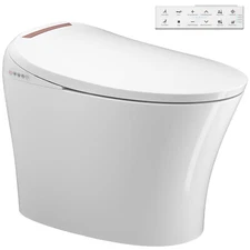 Electric Smart Toilet Bidet Auto Flush Heat Seat Antibacterial Deodorizer Remote