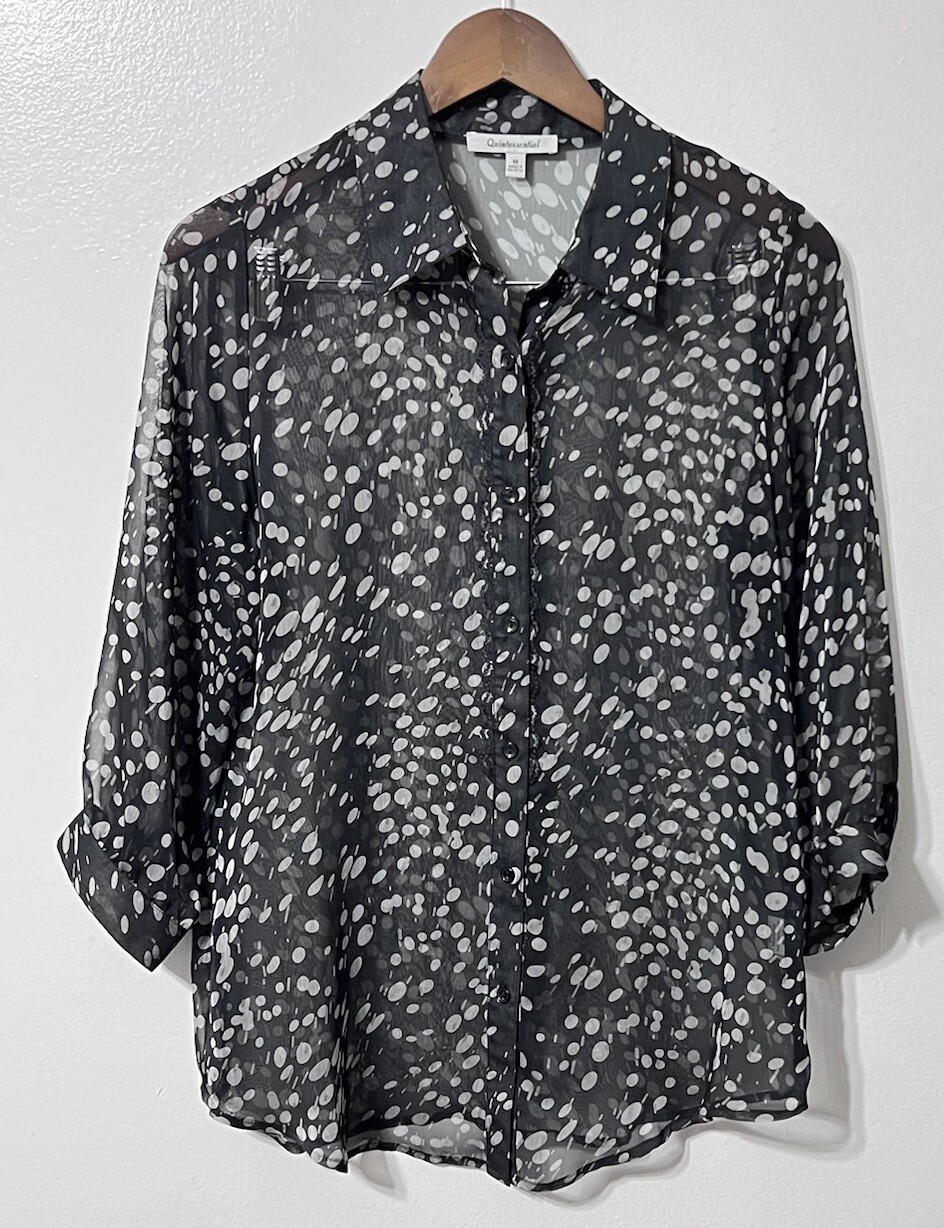 Y2K Sheer Black Lace Trim Blouse Whimsigoth Fairycore Medium