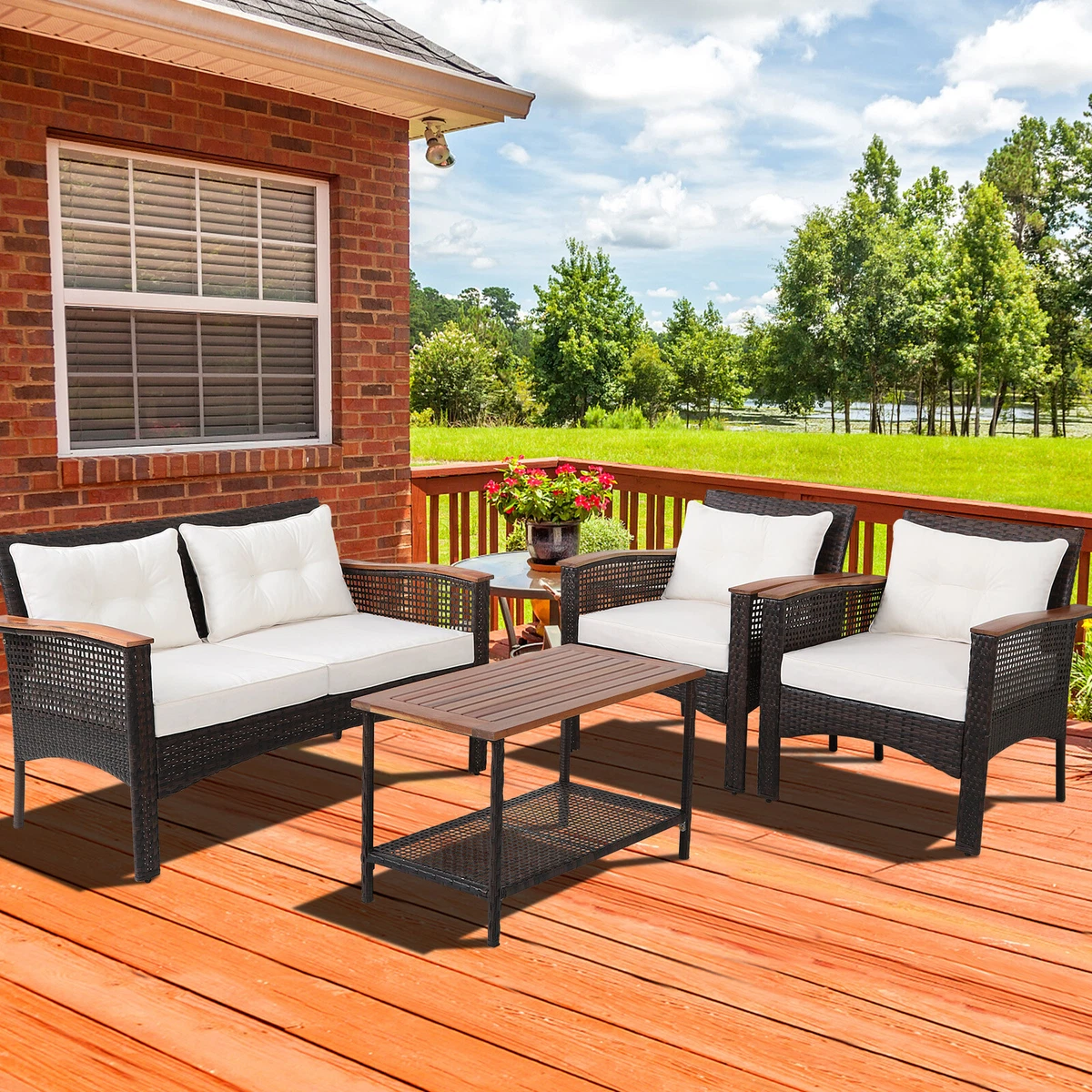 Wooden patio conversation sets sale