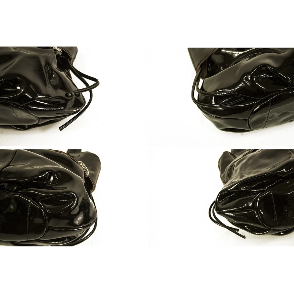 Blumarine Negro Charol Doble Asas B Dije Pequeño Bolso de Mano Bolso Foto 4 de 4