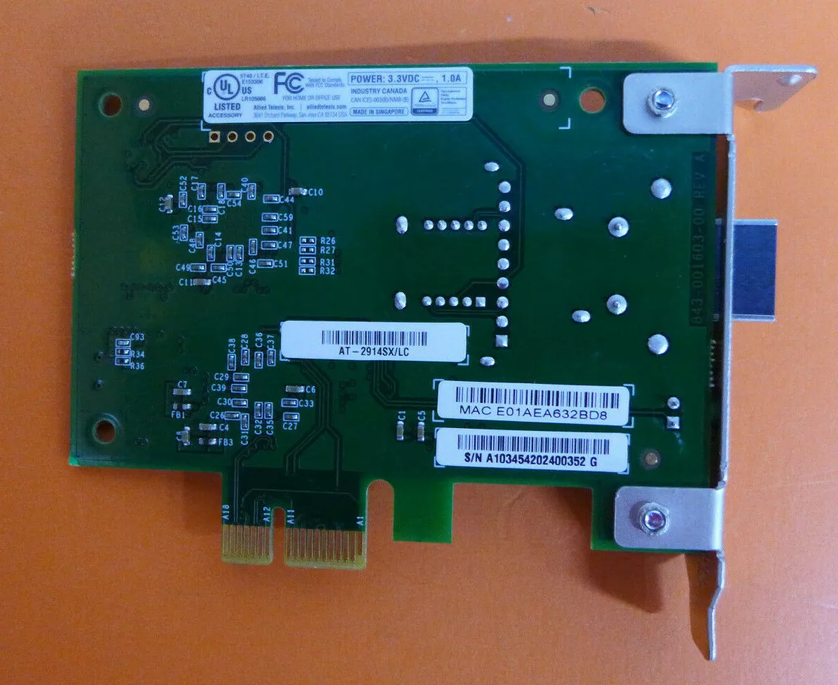 Allied Telesis 1000SX LC 1X PCI Express Adapter Card AT-2914SX/LC