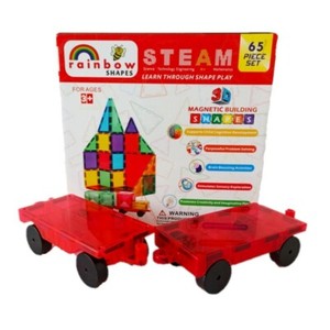 UK Magnetic Tiles 2 car base 65 piece 3D STEM toy block strong as Magna Playmags | eBay
