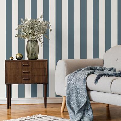 Fine Decor Juliette Stripe Wallpaper Horizontal Vertical Textured Blue FD43458