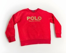 Polo Ralph Lauren Boys Red Gold Pull Over Crewneck Sweater Medium 10/12