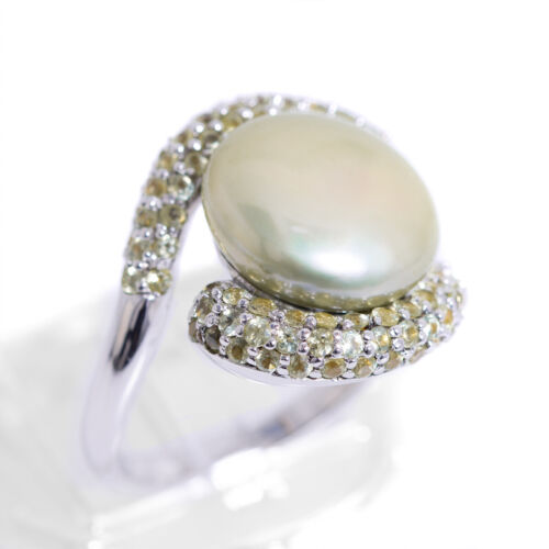 Honora Button Pearl Statement Ring Large Cross Over QVC 925 Sterling Silver