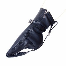 Male Feet Restraint Faux Leather Foot Bondage Booties Socks