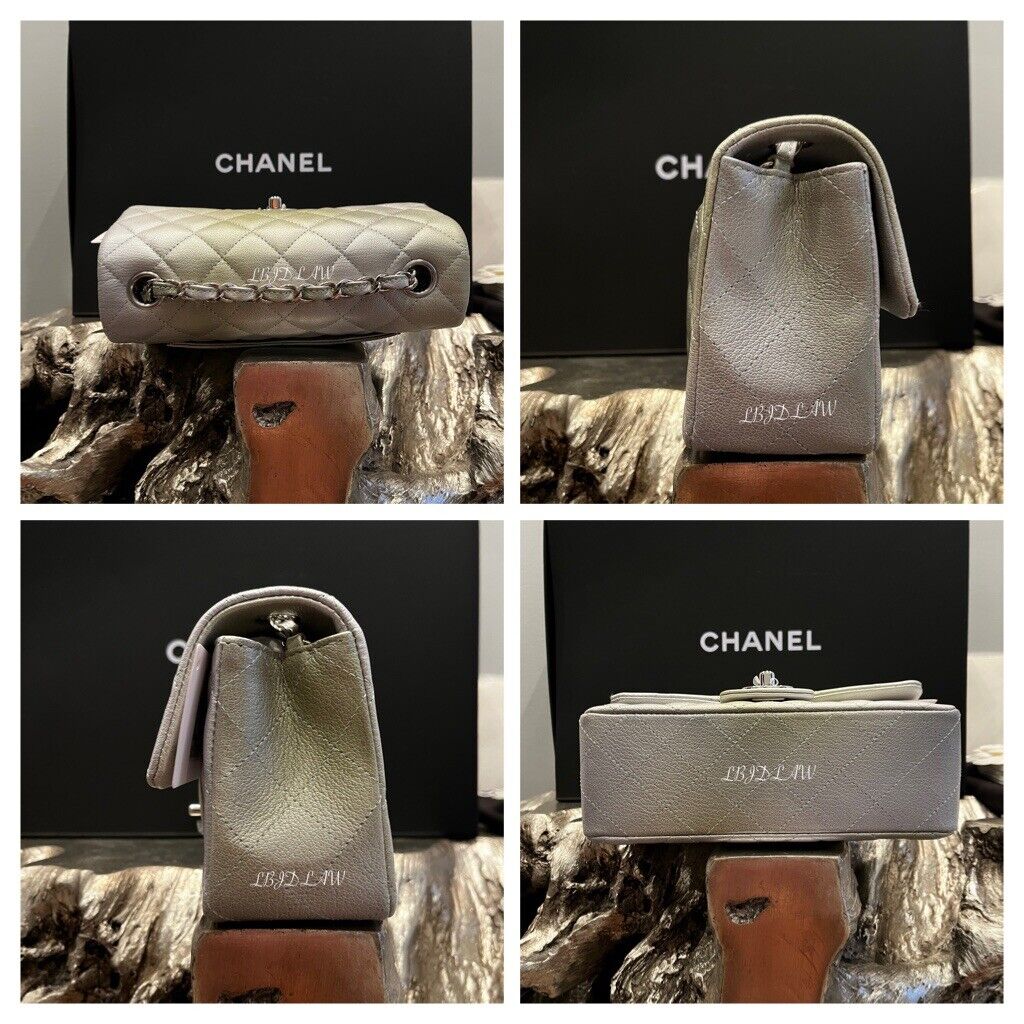 CHANEL 22C Grey Green Silver Mini Flap Iridescent Cloudy CHANEL 22C Grey Green Silver Mini Flap Iridescent Cloudy
