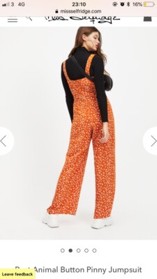 Miss Selfridge Rust Spotted Animal Printed Pinafore Jumpsuit UK