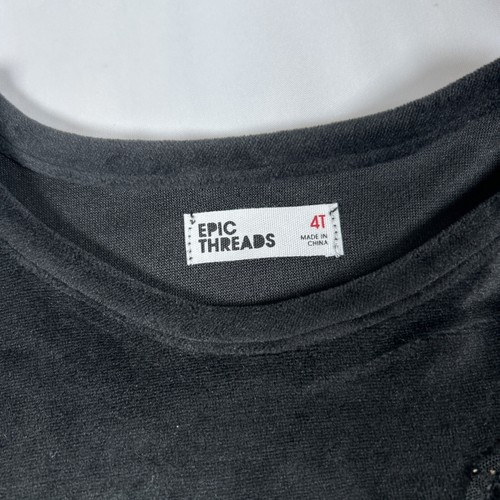 EPIC THREADS Girls 4T Black Fleece Long Sleeve Pullover Top Soft Heart Warm NWT - Picture 4 of 7