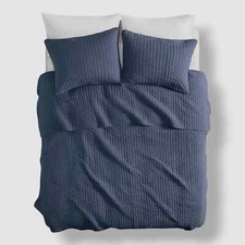 MADISON PARK MITCHELL 3 PIECES FULL/QUEEN COVERLET SET COLOR BLUE NEW