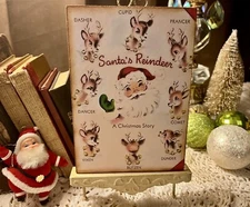 RETRO Santa's Reindeers CHRISTMAS Handcrafted Mini Plaque Sign