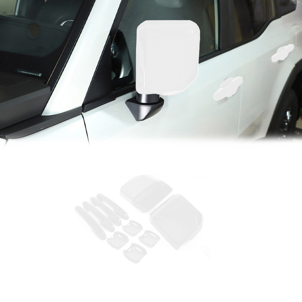 Door Handle Bowl & Rearview Mirror Trim For Toyota Prado LC250 2024+Bright White