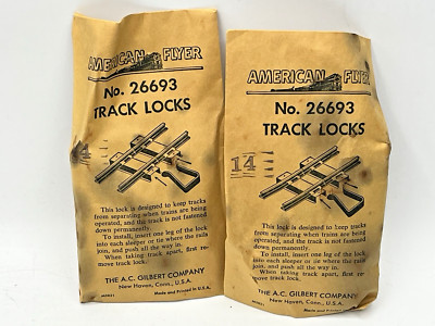 (2) Gilbert American Flyer S Gauge 26693 Track Locks (14 ea) in Sealed Envelopes