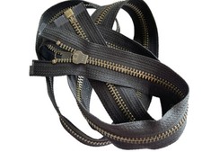 Medium Weight Jacket Zipper YKK 5 Antique Brass Separating Black, White 6"- 48"