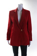 Laurel Womens Notched Collar Crepe Hook & Eye Blazer Jacket Red Size Fr 36
