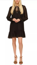 MICHAEL Michael Kors Tie-Neck Dewdrop Texture Dress Black Size XL 3152