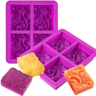 4-Cavity Ocean Wave Soap Mold/Silicone Cake Pan for Jelly Pudding Mousse 2 set