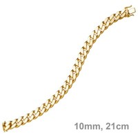10Mm Breites Armband Armkette Panzerarmband 585 Gold Gelbgold 21Cm, Goldarmband