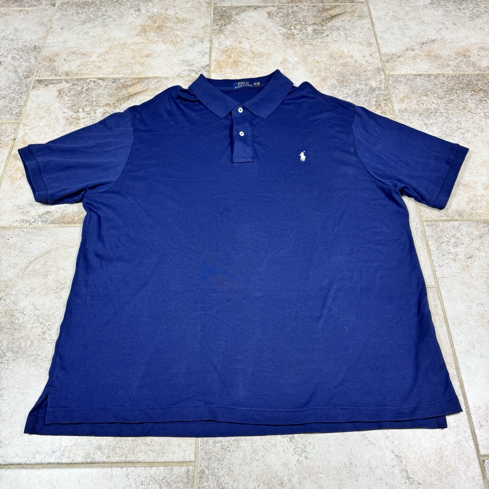 Polo Ralph Lauren camicia uomo 2XB vestibilità classica blu navy bianco pony manica corta