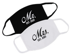 Mr Mrs HTV DTF Iron on Heat Transfer Decal Set Made in USA, Perfect for Couples
