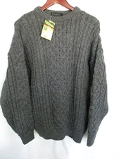 Peregrine Mens Sweater Large Gray British Wool Cable Knit