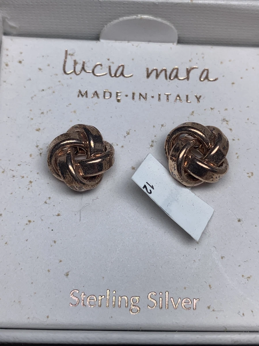 Lucia Mara Sterling Silver Knot Stick Pierced Earrings Rose tone