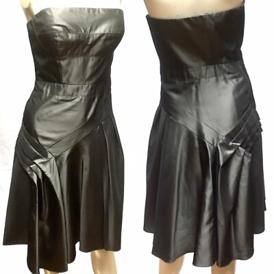 Vtg 90s Y2K Nicole Miller Silver Strapless Modern Avant Garde