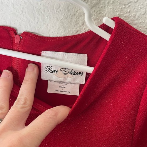 Rare Edition Elegant Red Kids Dress Sparkle and Ruffle Holiday Dress size 7 - Picture 3 of 4