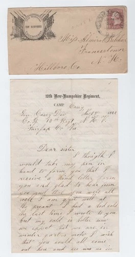CIVIL WAR LETTER - 13th NH Infantry, Digs Muddy Rifle Pits Before Fredericksburg
