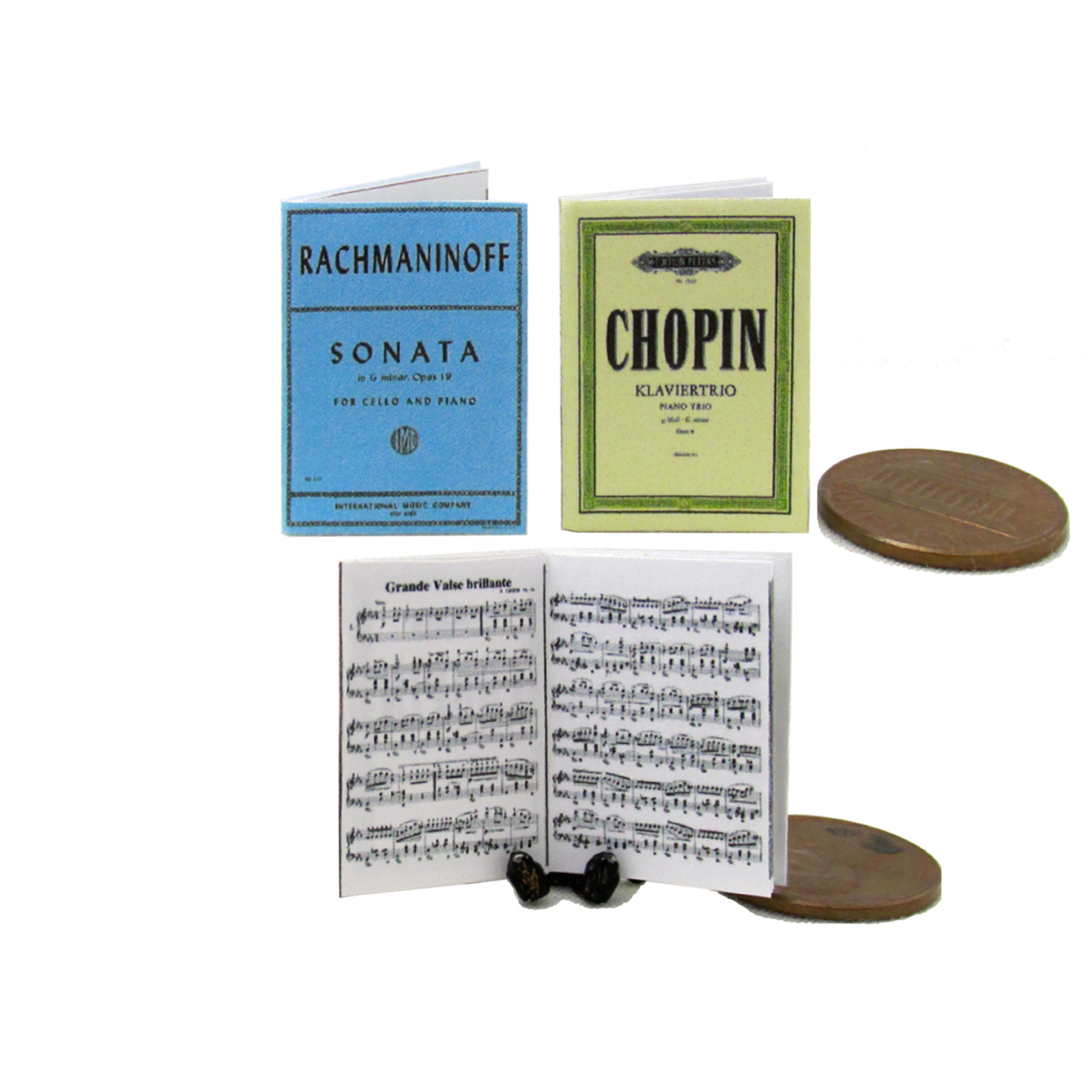 SHEET MUSIC SET 2 Pc Dollhouse 1:12 Scale Books Violin Piano