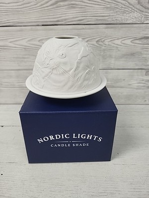 Nordic Lights Kerzenschirm Katzenmotiv Knochen Porzellan mit Box. PD