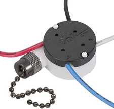 Ceiling Fan Switch Zing Ear ZE-208s E89885 3 Speed 4 Wire Pull 1 Piece, BLACK 