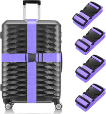 4 Pack Luggage Straps 79" Long Belts Keep Suitcase Secure While Traveling, TSA A