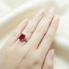 Entrancing Blood Red Ruby Baguette 4.20Ct 925 Sterling Silver White Gold Rings