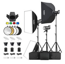 Godox 3 Pack SK400II 1200W Studio Strobe Flash Kit, 400W Bowens Mount Monolight,