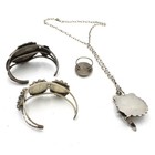 Antonio Yazzie Navajo Sterling MOP Inlay Cuff Ring Necklace Lot of 4 #S4993-1 — photo 3