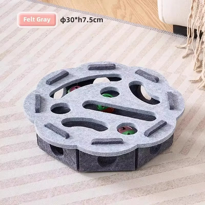 Cat Puzzle Toy Felt Puzzle Box Cat Exercise Toy with Ball Indoor Sports Entertai