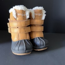 Cat Jack Unisex Kids Snow Boots Tan Black Faux Fur Lined Size 6