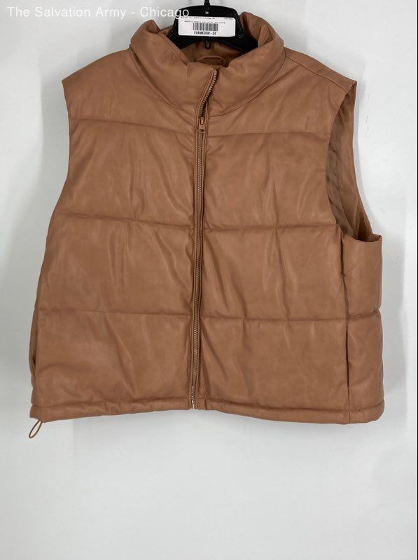 Bagatelle Womens Brown Sleeveless Casual Full-Zip Puffer Vest Size XL