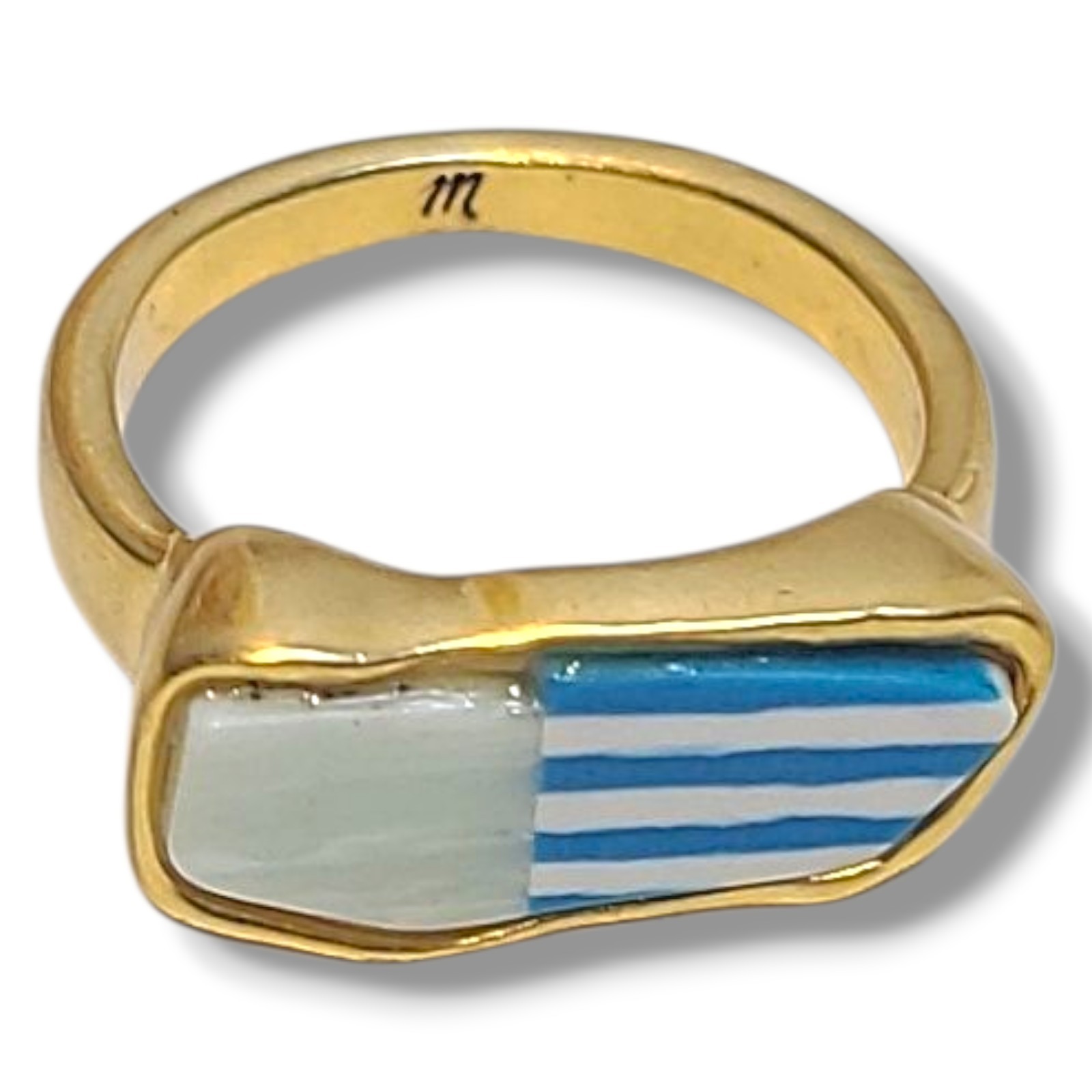 Madewell Patchwork Stone Seaside Blue Cocktail Ri… - image 4