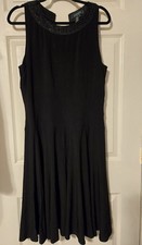 Lauren Ralph Lauren Dress Black Women's Sz 14 Sleeveless Sequin Scoop Neck