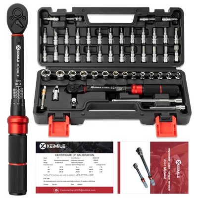 51Pcs Bike Torque Wrench Set,1/4 Drive 20-260 In.Lb/2.3-29.4Nm,Inch Pound Cli...
