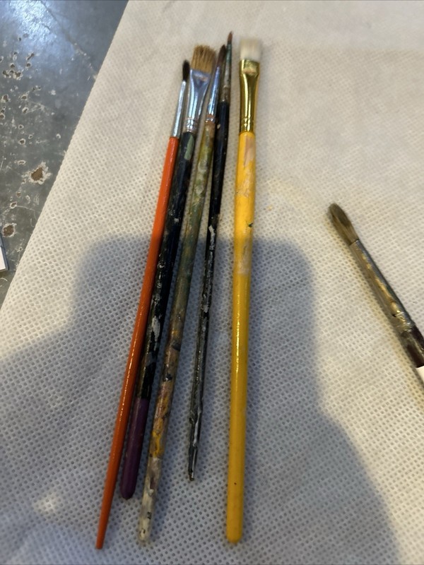 Vintage Mixed Lot Of Paint Brushes Includes One White Sable