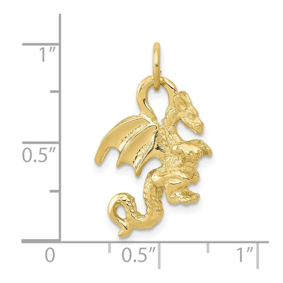 10K Yellow Gold Solid Polished 3-Dimensional Dragon Charm - Image 3 of 4