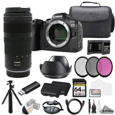 Canon EOS R6 II + RF 100-400mm f/5.6-8 IS USM Lens +64GB+ExtBat+3 PC Filter- Kit