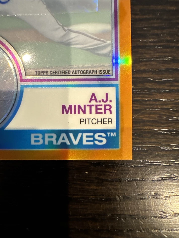 2018 TOPPS AJ MINTER 1983 SILVER PACK AUTO RC ORANGE REFRACTOR /25 BRAVES - Image 2 of 4