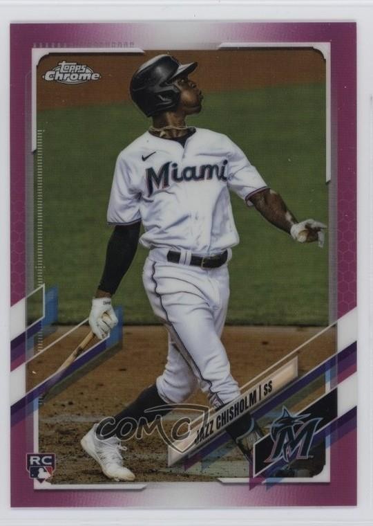 2021 Topps Chrome Pink Refractor Jazz Chisholm #144 1t2n