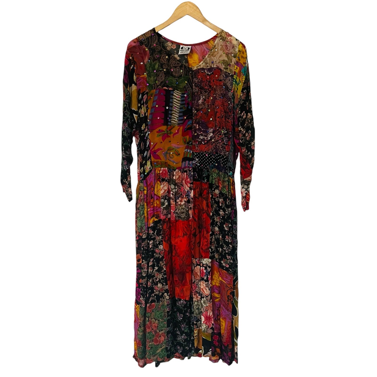 Zero Zero Multicolored Beaded Button Up Long Slee… - image 1