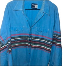 Vintage Wrangler Brushpopper Southwestern Striped Blue 18.5 37 Tall X Long Tails