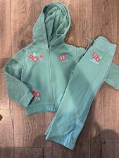 Y2K OshKosh B'gosh 2 piece butterfly flower hoodie pants set green
